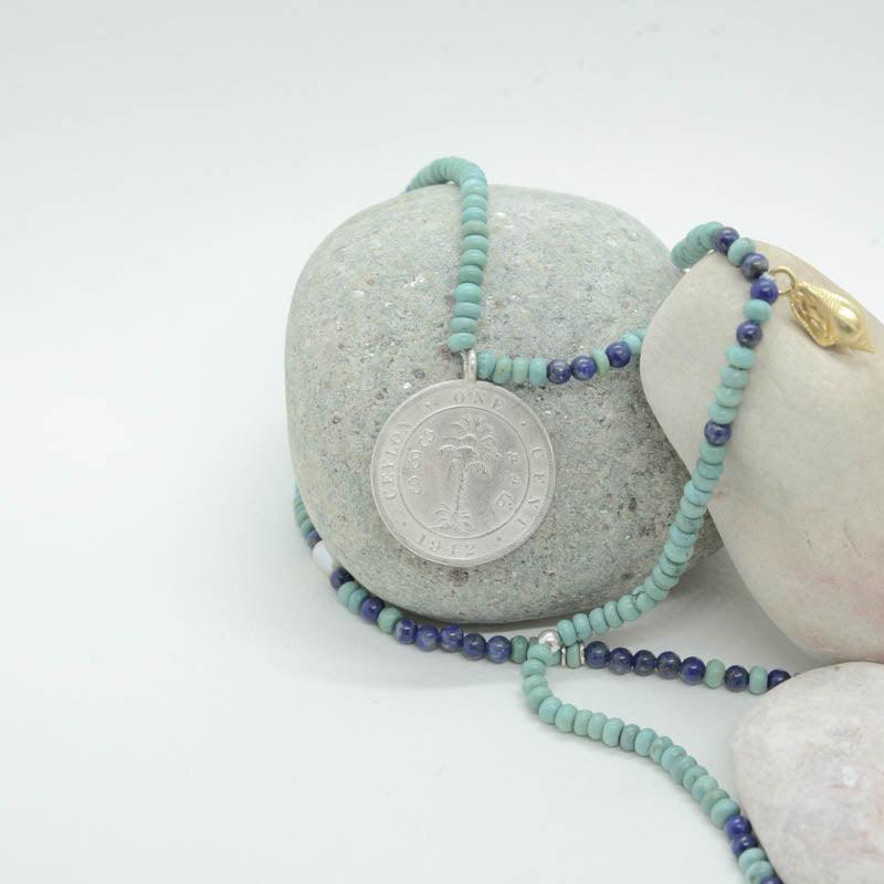 COLLIER CHAMAEROPS 1 TURQUOISE - Maison Vanité